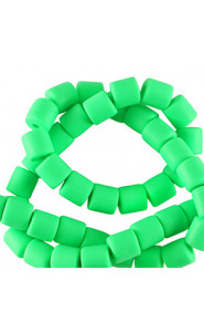 Polymer tube beads 6mm - Neon green